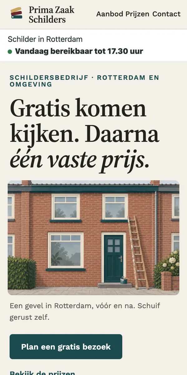 De voorbeeldwebsite van Prima Zaak Schilders